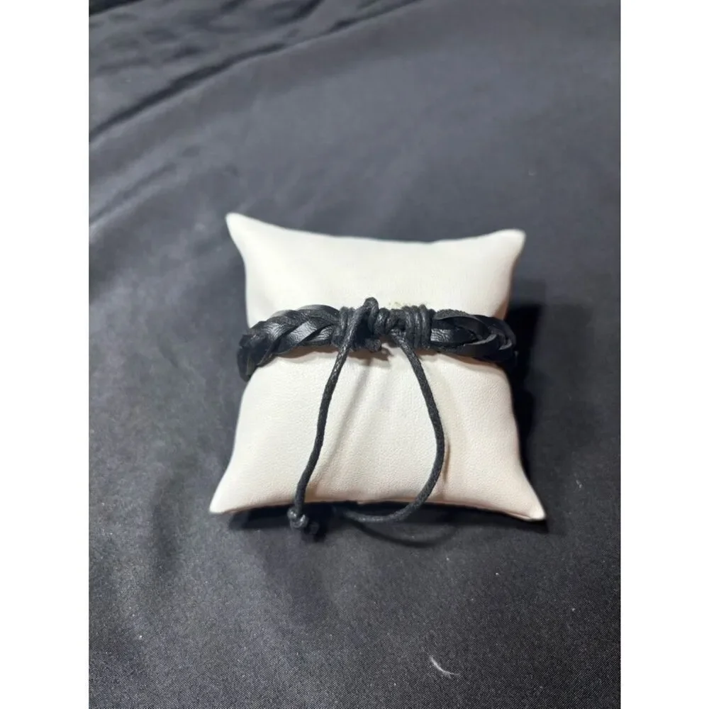 New Handwoven Black Leather Braided Bracelet
